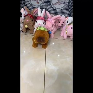 (HÀNG CÓ SẴN) Đồ Chơi Thú Bông Capybara Đeo Balo Biết Đi Biết Kêu Lồng Chăm Sóc Thú Cưng Chó Mèo Thỏ - Quà tặng sinh nhật trung thu cho bé