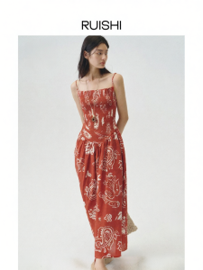 epoque de rueen | Printed A-Line Waist Dress Female Summer