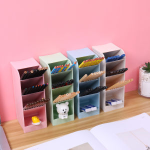 Plastic Multi-Grid Pen Holder Lipstick Box Makeup Organizer Desktop Storage Box Cosmetic Storage Rack Chinese Style Home Organizer