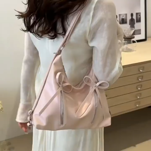 Túi xách nữ 2 trong 1 đeo chéo đeo vai đeo balo thiết kế khóa dọc phối nơ sang chảnh HĐ 308