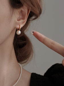 French Natural Pearl Earrings Womens Elegant Pearl Drop Earrings 2024 New Style Freshwater round Pearls Unset Earrings