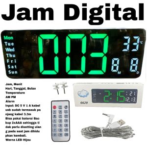 Jam Digital LED Kalender Temperature Alarm Meja Dinding Clock