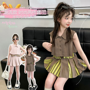 Princess Style Summer Outfit Set Short Sleeve T-Shirt And Skirt for Girls Childrens Clothing Cotton Material Cool Style