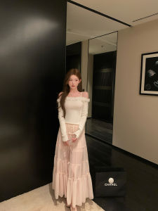 Chen DaYu Unique Pink Bowknot Half Skirt Womens Summer High Waist Draped Cake Long Skirt Gentle Style Korean Commute