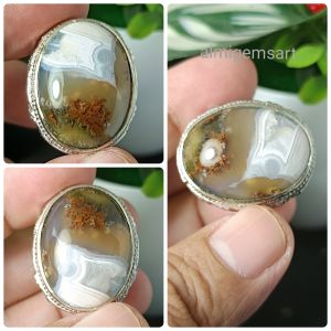cincin batu akik motif kembang real picture top quality