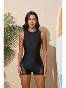 Original Single Piece Womens Swimming Suit Conservative Leisure Style Cover Belly Slimming Effect Flat Angle Design