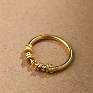 Chow Sang Sang 周生生 999.9 24K Pure Gold Cultural Blessings Ancient Ingots Ring for Women (Size: 15 Diameter 17.3mm) 96374R Price-by-Weight 4.49g Gold