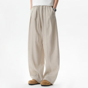 Wood soon | Retro Deconstructed Linen Summer Lightweight Trousers Loose Pants