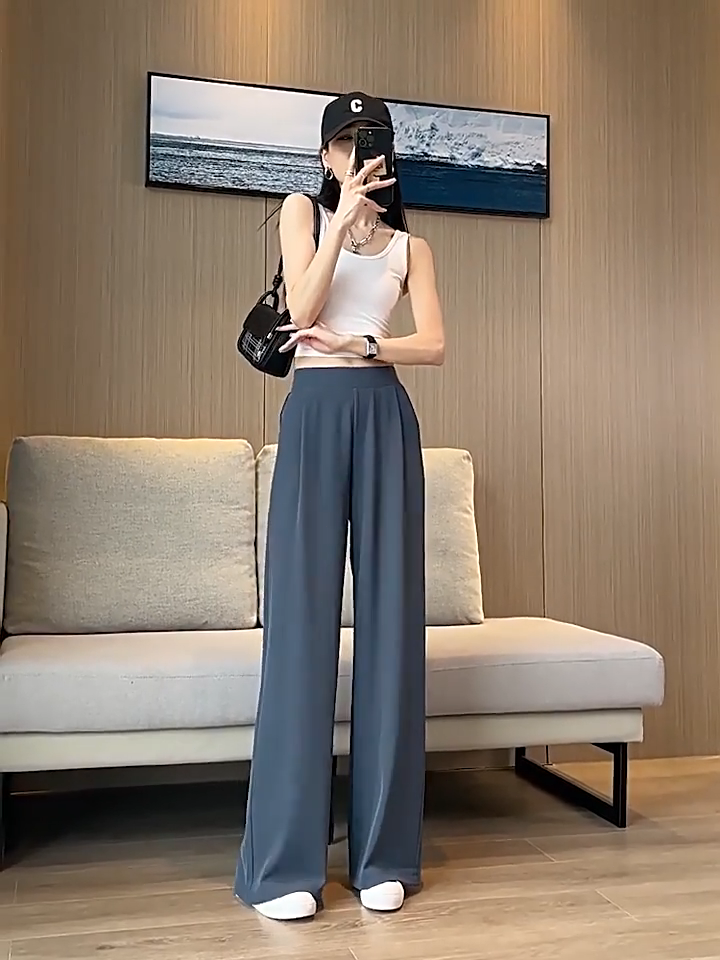 Loose women suit pants seluar palazzo perempuan wide leg celana panjang wanita high quality