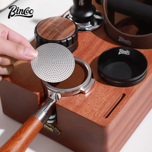 BINCOO Wooden Tamping Station 8 Holes Coffee Filter Tamper Stand Non-Slip Mat Coffee Maker Support Base Rack Coffee Accessories
