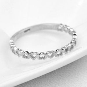 Huitan Exquisite Heart to Heart Finger Rings Women Simple Stylish Metal Rings Daily Wear Statement Accessories Drop Ship Jewelry