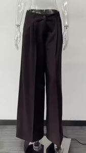 Fashion Loose Coffee Office Women Pants 2026 Casual High Waist Wide Trousers Elegant Full Length Pants Female Clothing