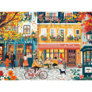 Colorful European Street Jigsaw Puzzle 500/1000/1200/2000PCS Vibrant City Scene Art Puzzle Home Wall Decor Activity for Adult