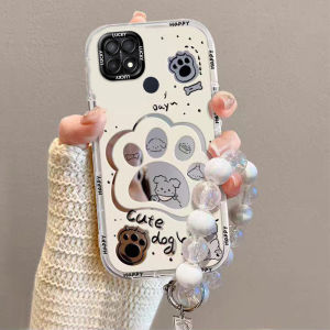 เคสโทรศัพท์ซิลิโคนลายการ์ตูนสำหรับ OPPOA15s รุ่นใหม่ PEFM00 กระจก 4G ป้องกันการตกหล่น ลายนิ้วมือสุนัข โปร่งใส ด้านล่าง