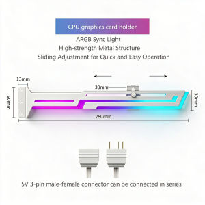 RGB Sync Graphics Card Bracket 40/50 Series Fixed Support Frame Horizontal Mount Sea View Style for Enhanced PC Build