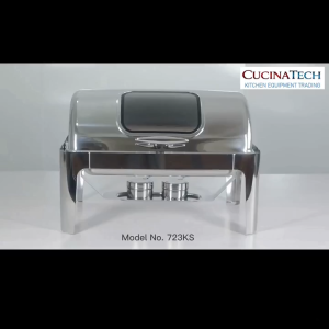 Stainless Steel Rectangular Food Warmer Roll Top Chafing Dish 9L with Glass Window