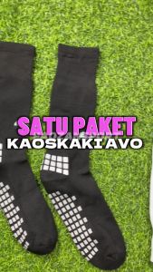 Kaos Kaki Futsal Avo Pendek Anti Slip Satu Set Kaoskaki Sambung Dummy Slevee Sepakbola Sebetis Hitam Putih