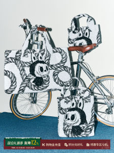 Eco-Friendly Pronounce Zimomo Labubu Collaborative Edition Handbag Fashionable Canvas Bag Youth Casual Shoulder Bag