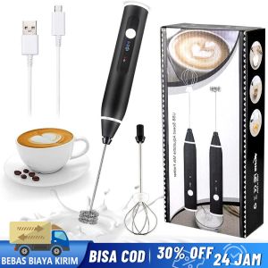 Mixer Kopi-Pengaduk Kopi-Pengaduk Telor Adonan Recharge USB /  Pembuih Susu Pengocok Telur Handheld Blender Milk Frother Mixer Mini Electric - hitam set