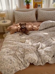 Bộ Chăn Ga Cotton Đũi 4 Món Họa Tiết Vintage New 2025 Mềm Mịn Thoáng Mát Thấm Hút Mồ Hôi Đủ KT ( Không kèm ruột )