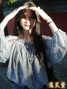 HUIFUXUAN | Floral Off-the-Shoulder Blue Short Dress