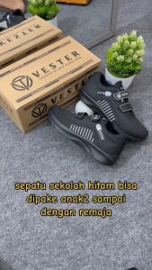 VESTER - Sepatu Sekolah Anak Anak Hitam Polos Laki Laki Perempuan Ukuran 28-40