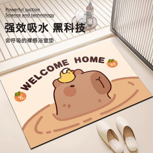 Thảm Phòng Tắm Bằng Bùn Đỏ San Hô Khô Nhanh Thoáng Khí Chống Trượt Thoải Mái Dùng Trong Nhà Hình Vuông Có Thể Giặt Bằng Máy