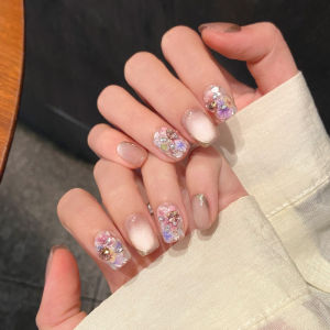 【Flower Path Melody】Exclusive Spring Dry Flower Cat Eye Elegant and Exquisite Handmade Nail Art Wearable Nail