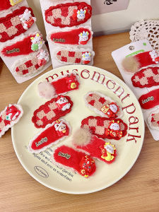 คลิปผมสีแดงสำหรับเด็กผู้หญิง คลิปผมข้าง ตกแต่งผม เครื่องประดับผม ปีงู ปีใหม่ คลิปผมสำหรับเด็ก คลิปผม BB คลิปผมสีแดง