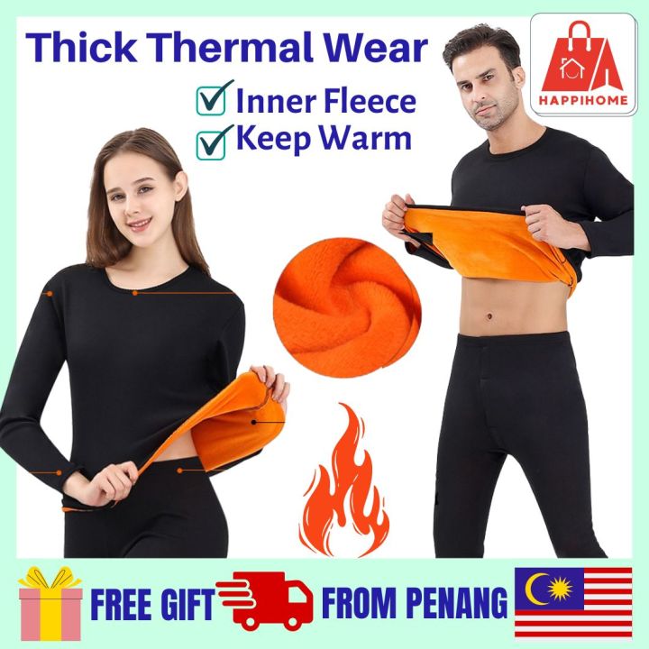 Men Women Winter Inner Wear Thick Clothing Shirt with Pant Set