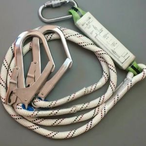 2m Safety Hook Dengan Absorber Lanyard Double Hook Climbing Rope Tali Body Harness