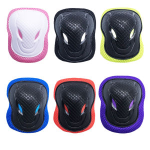 6Pcs/Set Kids Teens Knee Pads Elbow Pads Wrist Guards Protective Gear for Roller Skate Biking Riding Cycling Skating Scooter