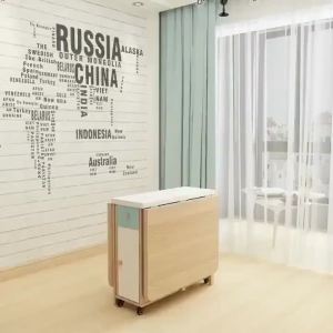 FREE Installation Retractable Dining Table Set Nordic Multifunctional Folding Dining Table Chair Combination