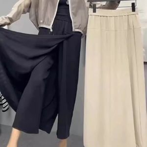 plus Size Casual Thin Womens Skirt Pants Summer High Waist Design Loose Slim Wide Leg Pants Skirt for plus Size Women