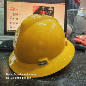 Helm Safety MSA Fullbrim Kuning Iner Fastrack (Putar) Lokal SNI FREE TALI DAGU - Safety Helm MSA V-GARD FULLBRIM LOKAL SNI