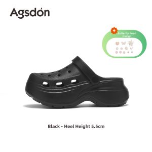 Agsdon | Anti-slip Anti-odor Black Summer Shoes with Thick Sole