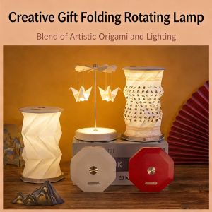 Creative Mini Rotating Light LED Touch Night Light Portable Folding Cultural And Creative Atmosphere Light Holiday Small Gifts