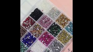 12/24Grids 3D Colorful Round Nail Art Rhinestones Flatback Resin Diamond Nails Charms DIY Makeup Crafts Manicure Accessories &
