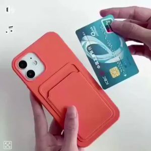 Card Slot Silicone Phone Case for IPhone 14 13 12 11 Pro Max Mini XS XR X 8 7 Plus + SE 2020 Soft Skin-friendly Phone Cover with Card Holder Pack Shockproof Phone Casing