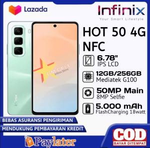 infinix Hot 50 NFC Ram 12+256 Main camera 50MP.jaringan 4G LTE ORIGINAL garansi resmi