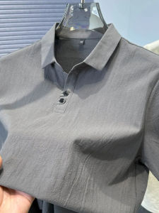 High Quality Casual Mens Polo Shirt Vintage Turn-down Collar Half Sleeve Cotton Linen Shirt Summer Simple Solid Color Handsome T-shirt