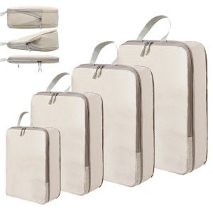 4Pcs Travel Compressible Packing Storage Bag Portable Cubes Waterproof Suitcase Clothes Organizers Handbag Luggage Storage Cases