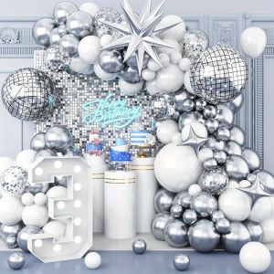 115pcs Themed Balloon Set:White and Silver Party Balloons for Birthday Partiesweddings or Celebrationsthemed Event Decorations