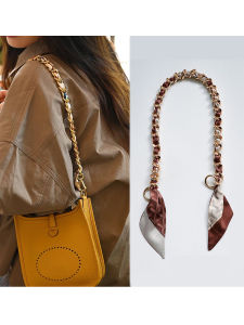 High-End Silk Scarf And Metal Ring Shoulder Strap Bag Accessories Handmade Craft Pure Silk Scarf Bag Chain Single Shoulder Strap