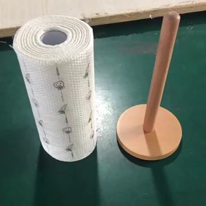 Kitchen Wooden Roll Paper Towel Holder Bathroom Tissue Stand Dining Table Vertical Napkins Rack Toilet Storage Accessories