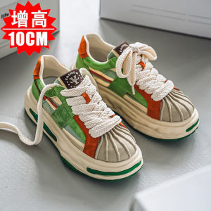 Mens Shell Toe Low Top Breathable Casual Shoes Thick Bottom Invisible Heightening 10CM Fashionable All-Match Sports Trendy Shoes