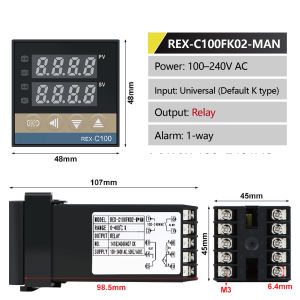 Digital Temp Thermostat REX-C100 C400 C700 C900 PID Temperature Controller with Solid State Relay Output