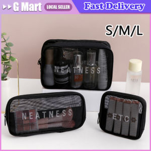 Portable Mesh Transparent Cosmetic Bag Makeup Case Women Travel Zipper Make Up Organizer Wash Toiletry Beauty Storage Bag Pouch