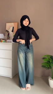 Highwaist Baggy Jeans Wanita - Celana Jeans Highwaist Loose Pants Wanita Skena - Celana Jeans Premium