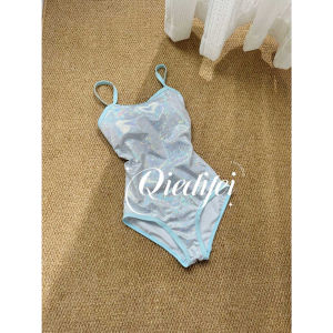 Pure Desire High Value Pearl Powder One Piece Triangle Swimsuit Women Slimming Belly Cover Beautiful Back Ladies Swimsuit